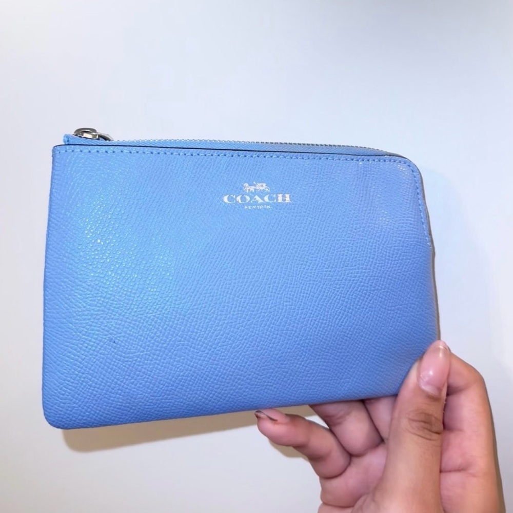 Coach Sky Blue Leather Wristlet